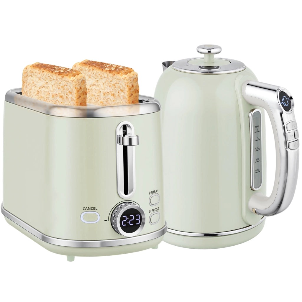 Bollitore e Tostapane Set ¨C Minimal ¨C Acciaio Inox 1.7L 2200W 2 Fette Grigio
