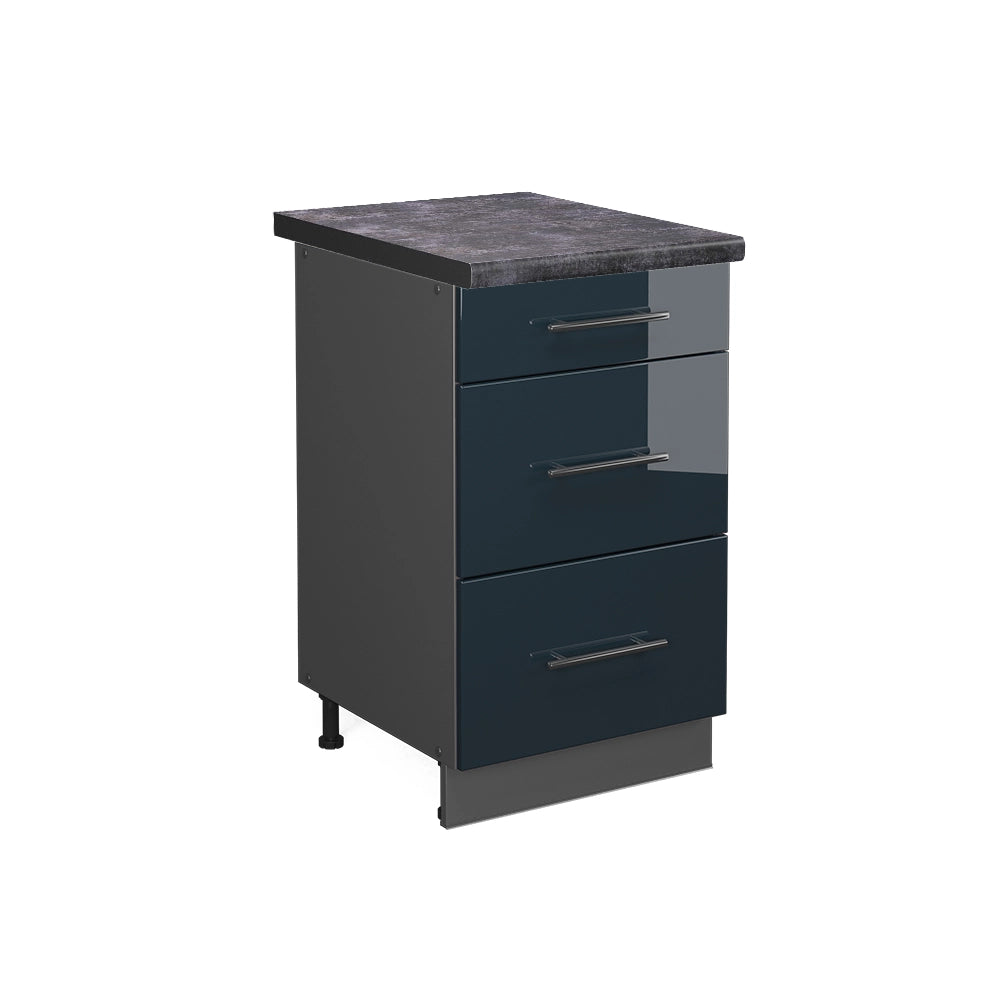 Mobiletto base per cucina Fame-Line Blu scuro lucido/Antracite 50 cm, PL Antracite Vicco