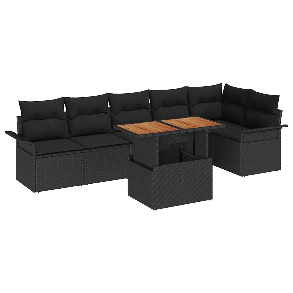 Set Divano da Giardino con archiviazione 7 pcs Nero Poly Rattan 3358081