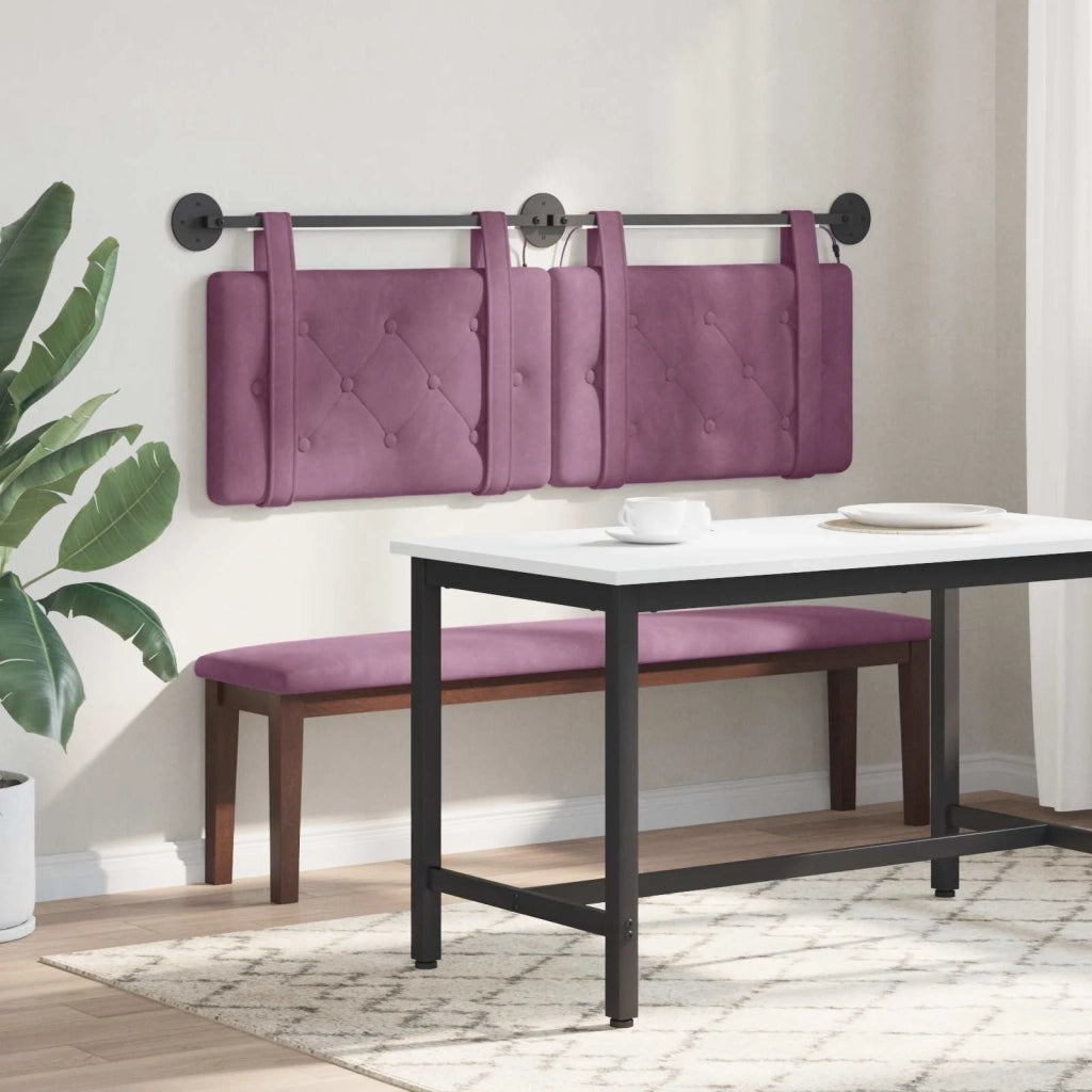 Testiera | Testata sospesa Con luce LED Viola Velluto