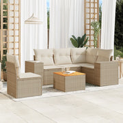 Set Divano da Giardino 6 pz con Cuscini Beige in Polyrattan 3225449