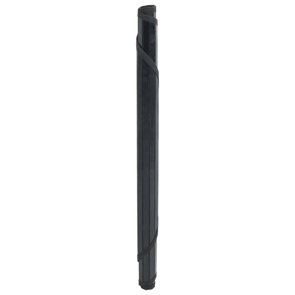Tappeto Rotondo Nero 80 cm in Bambù 376978