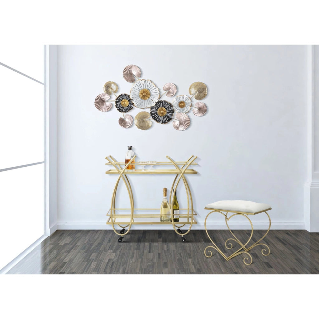 Sgabello Heart crema e gold – 50 x 37,5 x H 51,5 cm
