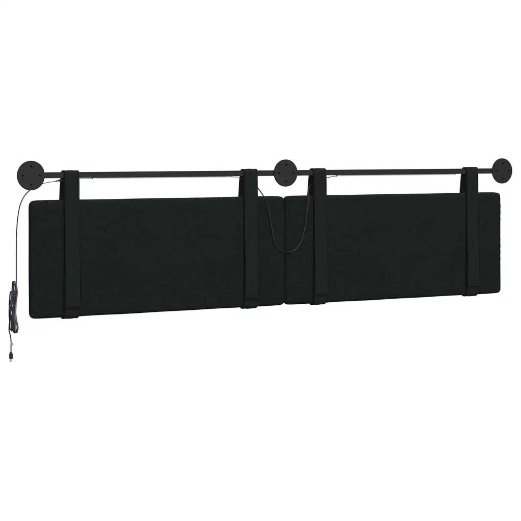 Testiera sospesa Con luce LED Nero Tessuto 3424029