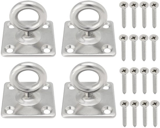 Set di 4 Ancore per Plafondo con Ruote in Acciaio Inossidabile