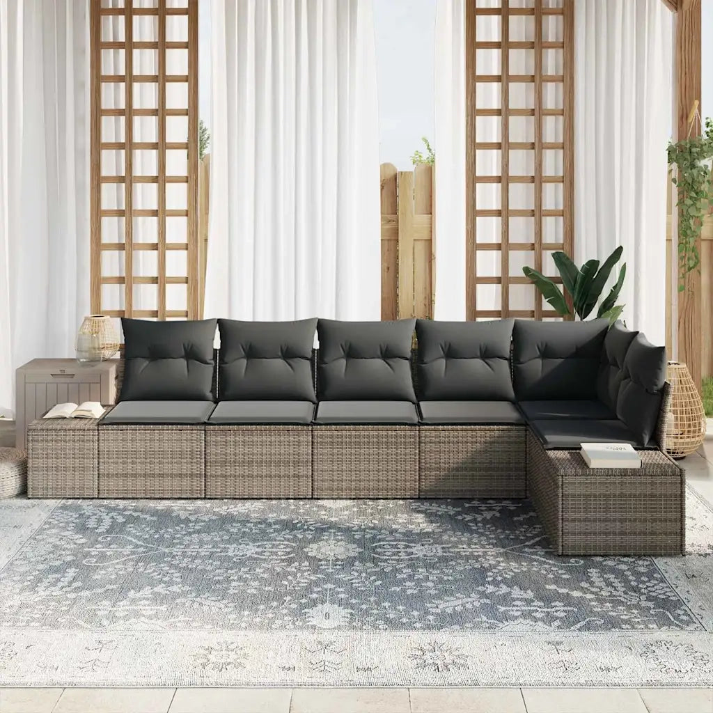 Set Divano da Giardino con cuscino 6 pcs Grigio polyrattan 3347079