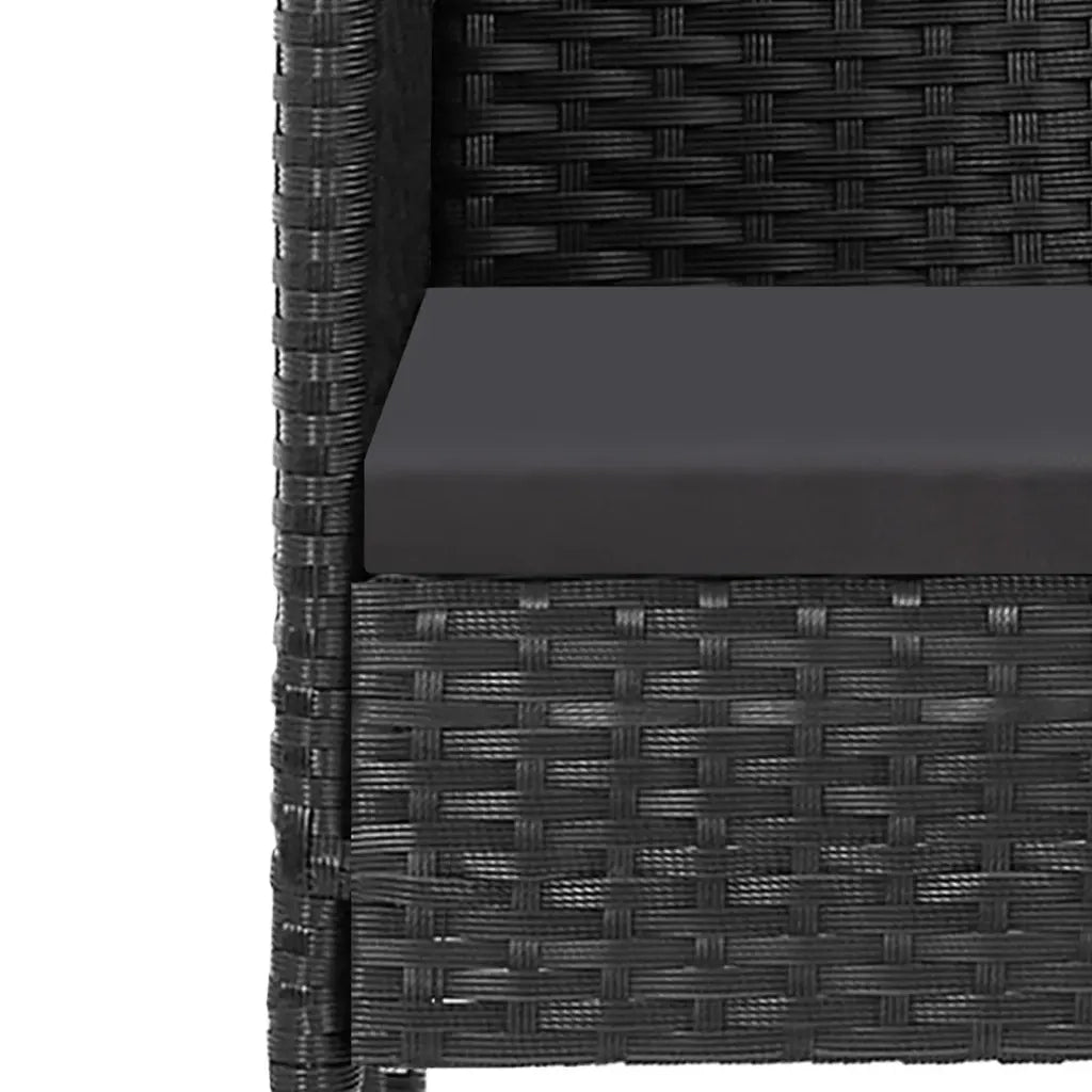 Set da Pranzo da Giardino 5 pz Nero con Cuscini in Polyrattan 3156774