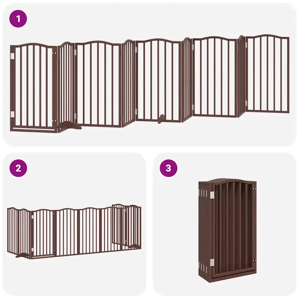 Cancello Cani Porta Pieghevole Marrone 9 Pannelli 450cm Pioppo 3155606