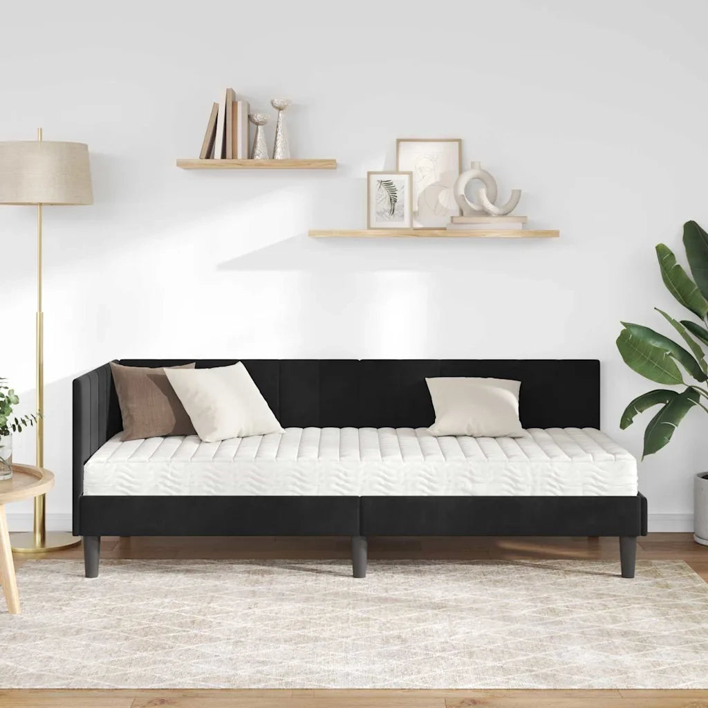 Struttura Letto Angolare con Materasso 2 pcs Nero Velluto 3393883