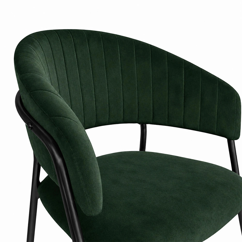 Sedie da sala da pranzo set da 4 Aurelia in velluto verde con gambe nere