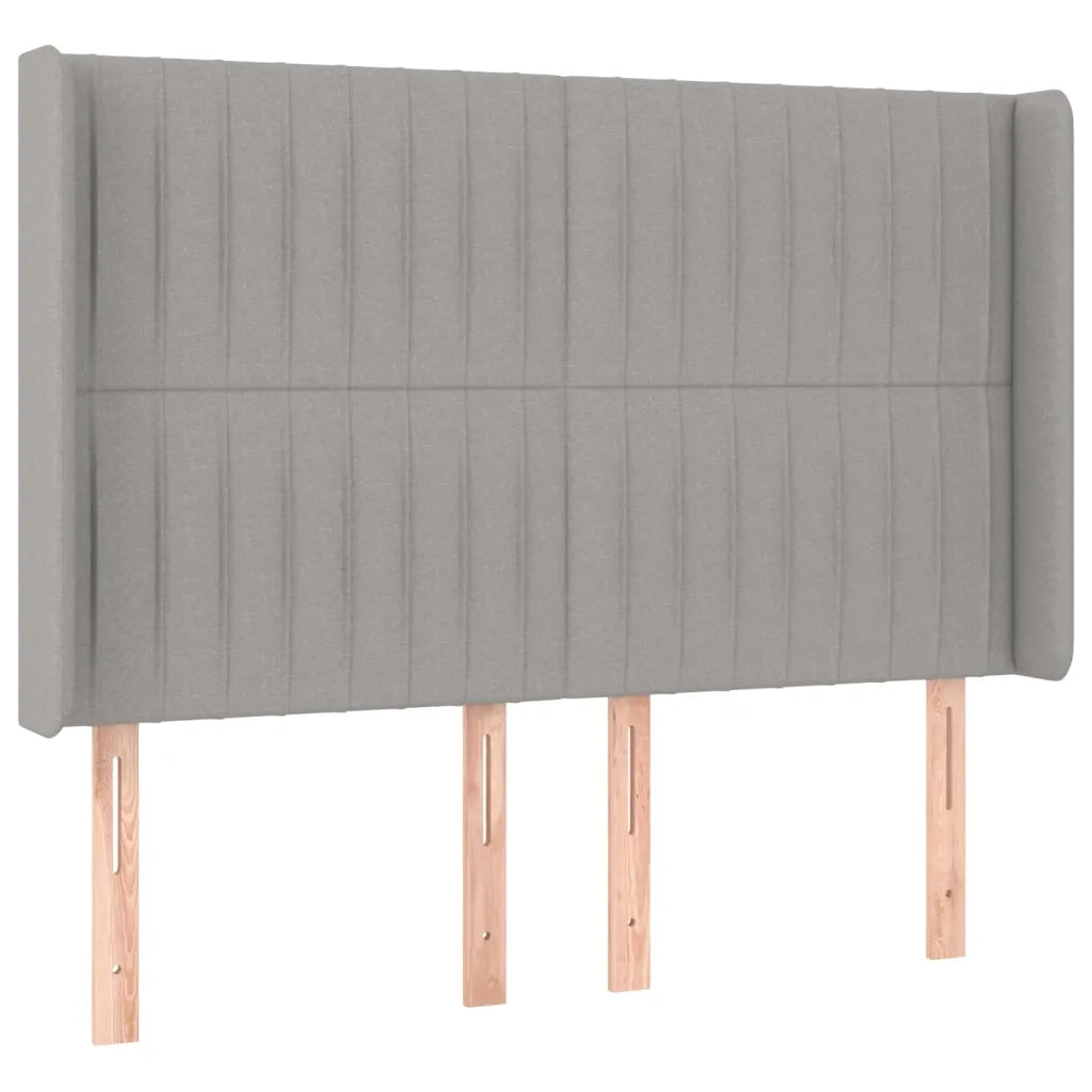 Testiera ad Orecchio-Testata con Orecchie Grigio Chiaro 147x16x118/128 cm in Tessuto 421532