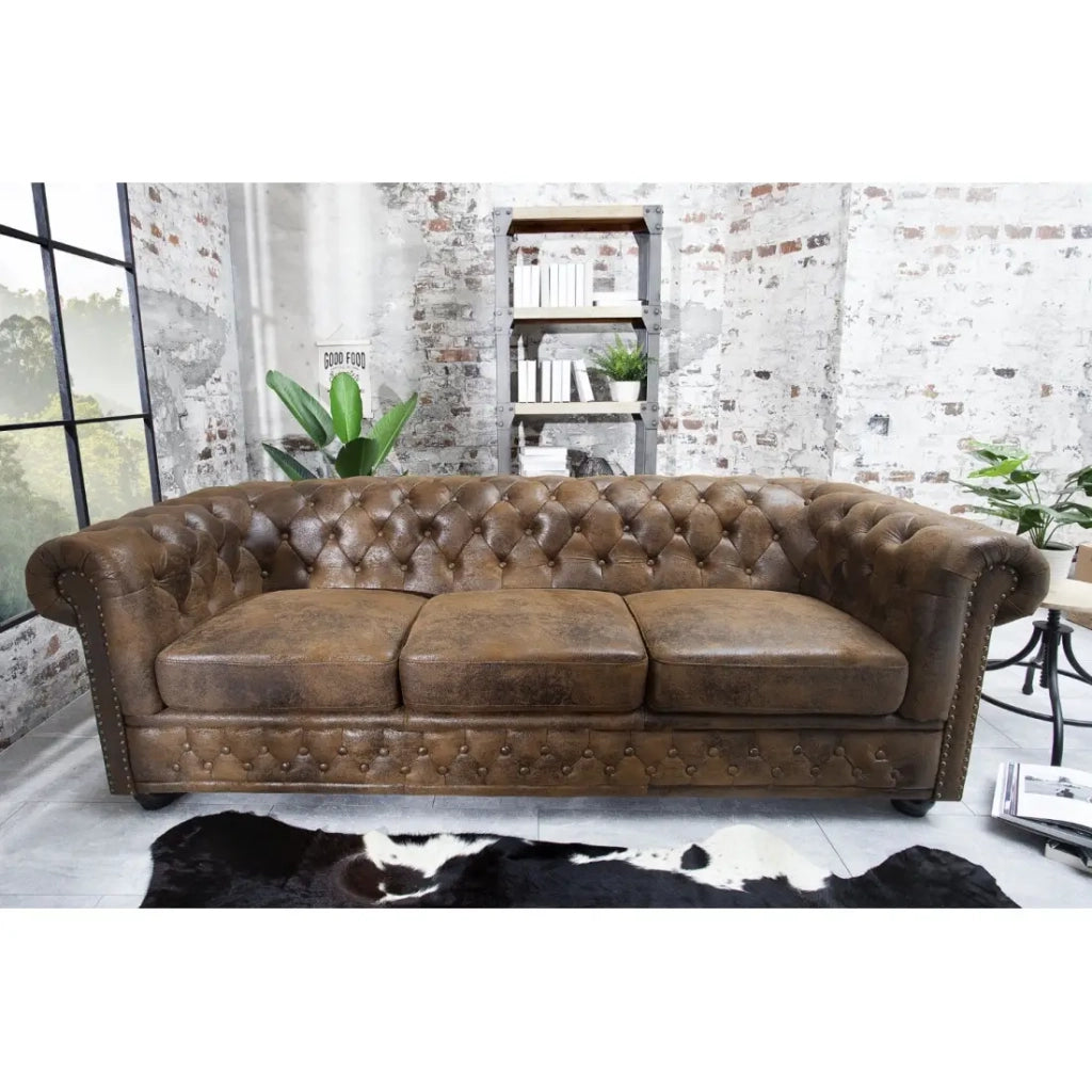 Divano dritto EDGAR – Marrone – 3 posti – Stile barocco