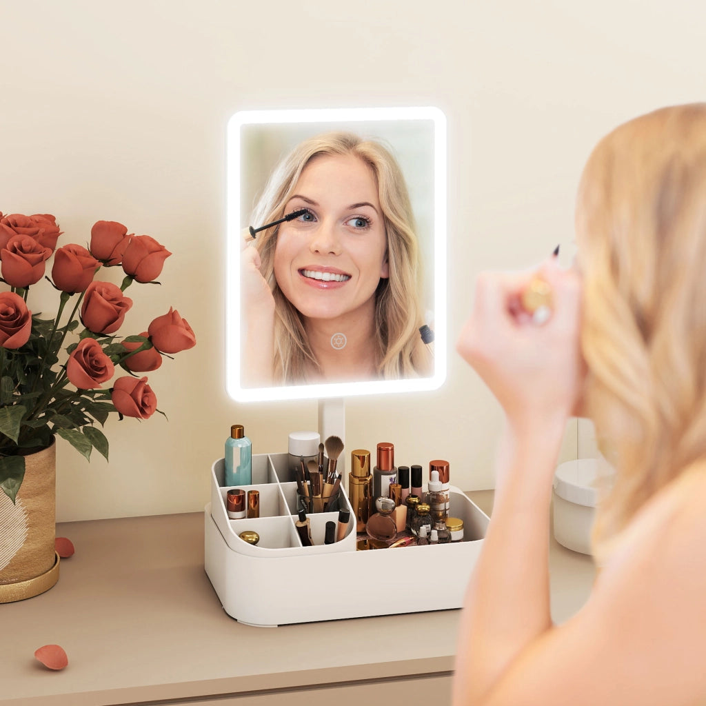 Specchio da Trucco con Luce e Organizer ¨C Minimal ¨C Bianco