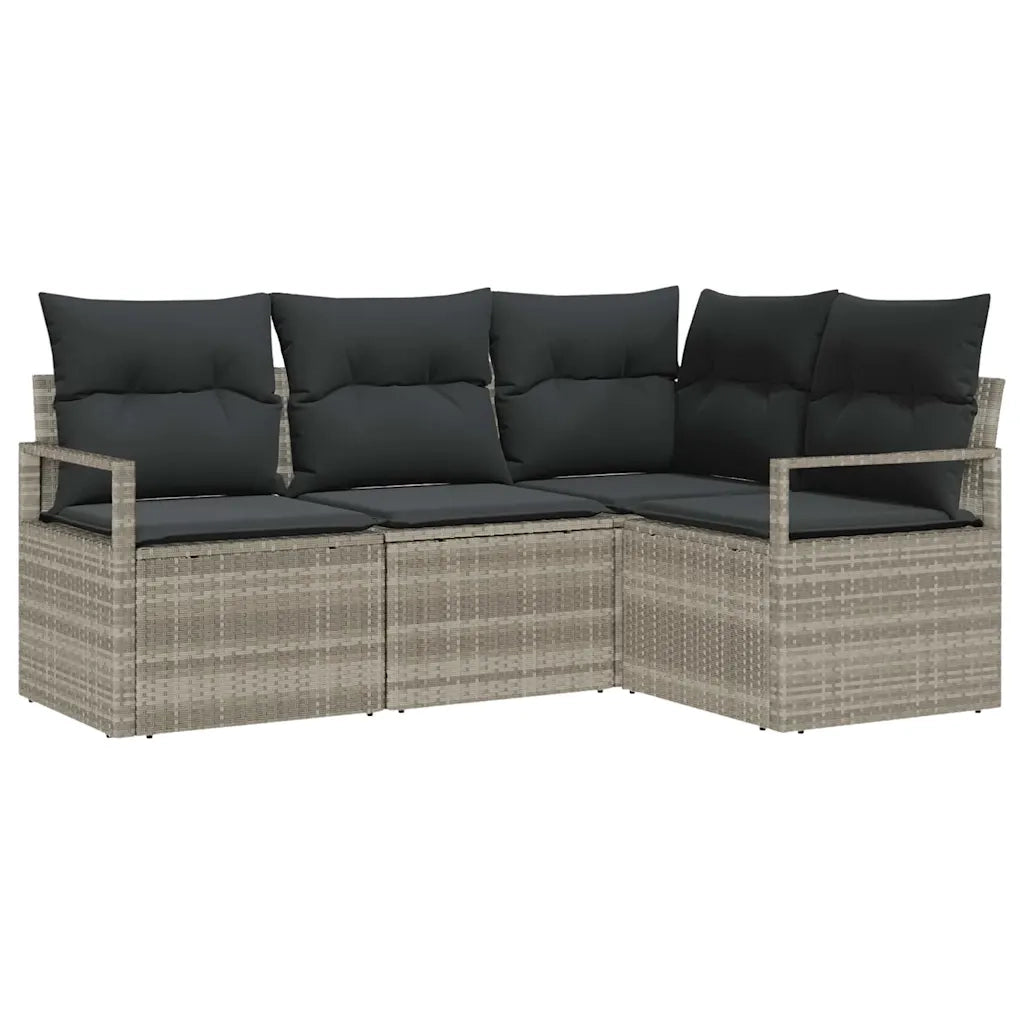 Set di divani 4 pcs Grigio chiaro polyrattan