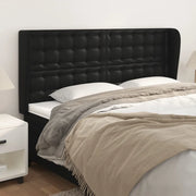 Testiera ad Orecchio-Testata con Orecchie Nera 183x23x118/128 cm in Similpelle 811333