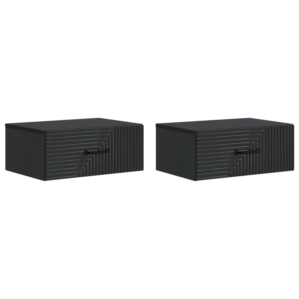 Set di 2 Comodini | Armadio da Notte | Mobiletto da notte a muro Nero 49 x 34,5 x 20 cm