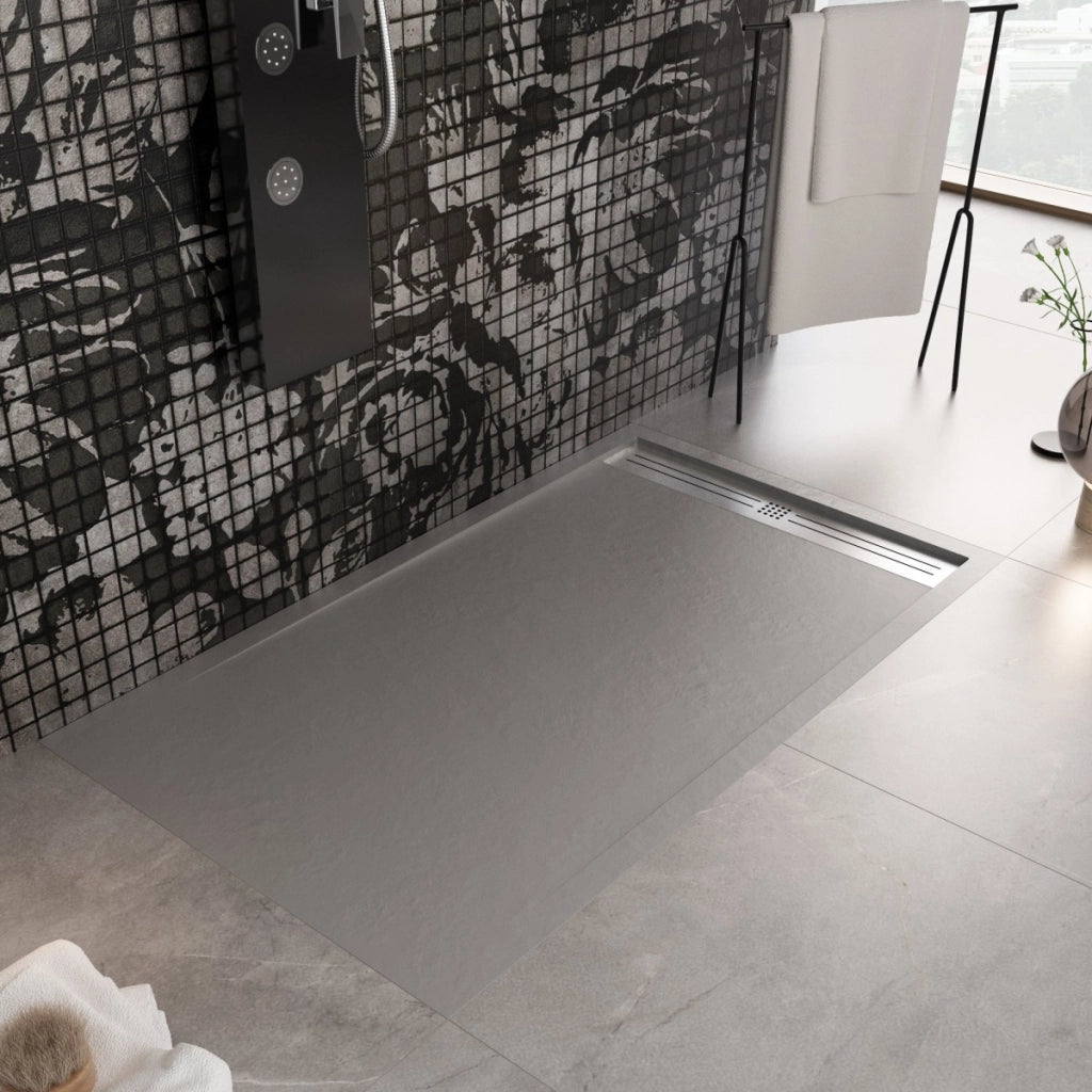 Piatto doccia in marmoresina grigio chiaro effetto pietra cemento relax, misura 70x170
