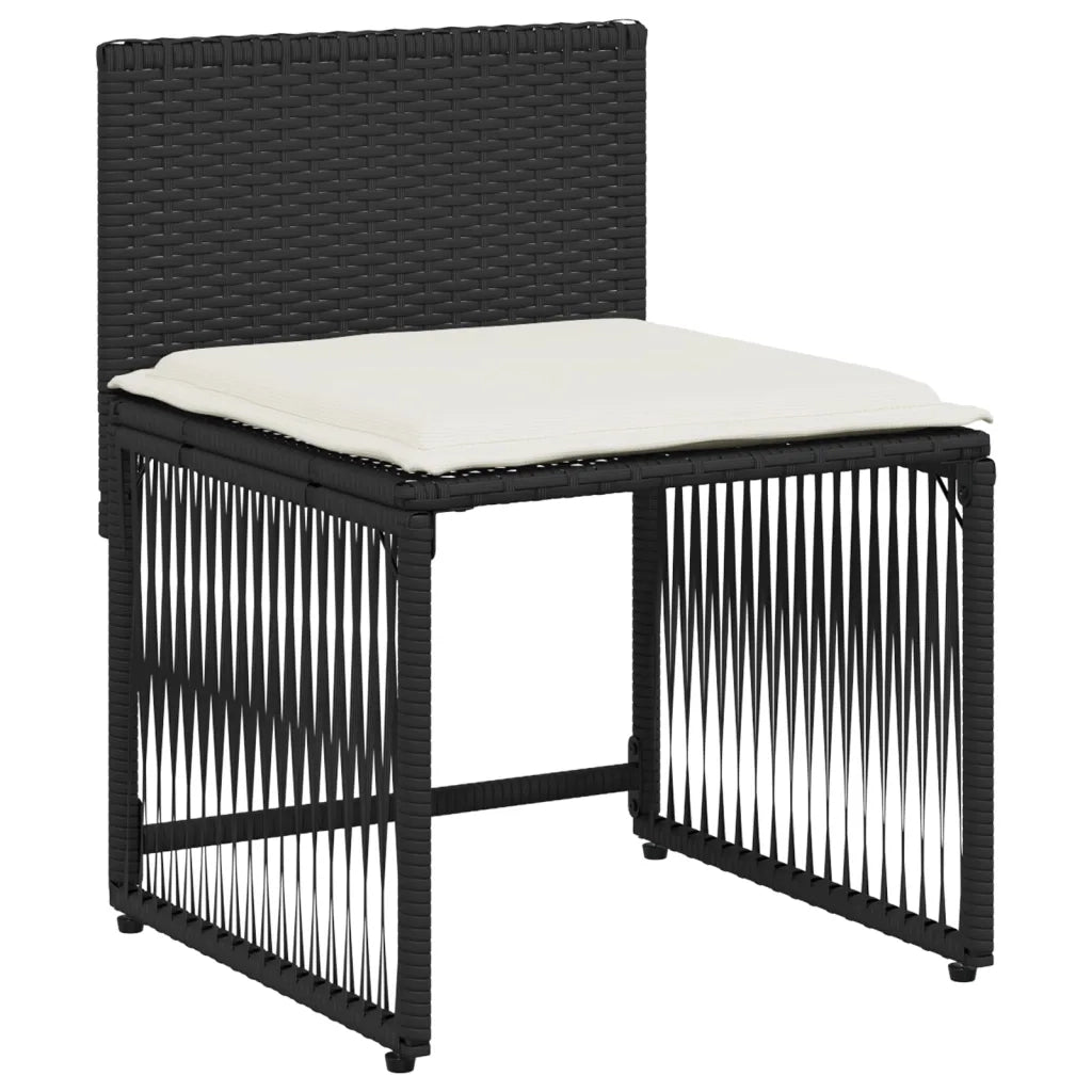 Set da Pranzo da Giardino 7 pz | Set Salotto da Giardino Nero con Cuscini in Polyrattan