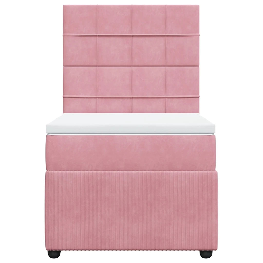 Giroletto a Molle con Materasso Rosa 90x200 cm in Velluto