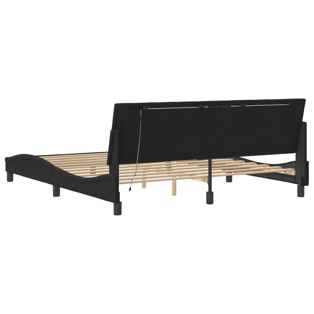 Giroletto con LED senza Materasso Hanko Nero 180x200 cm in Velluto 3213795