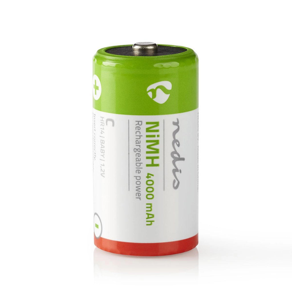 Set di 2 batterie ricaricabili NiMH-C 1,2V DC 4000mAh HR14 precaricate  Nedis