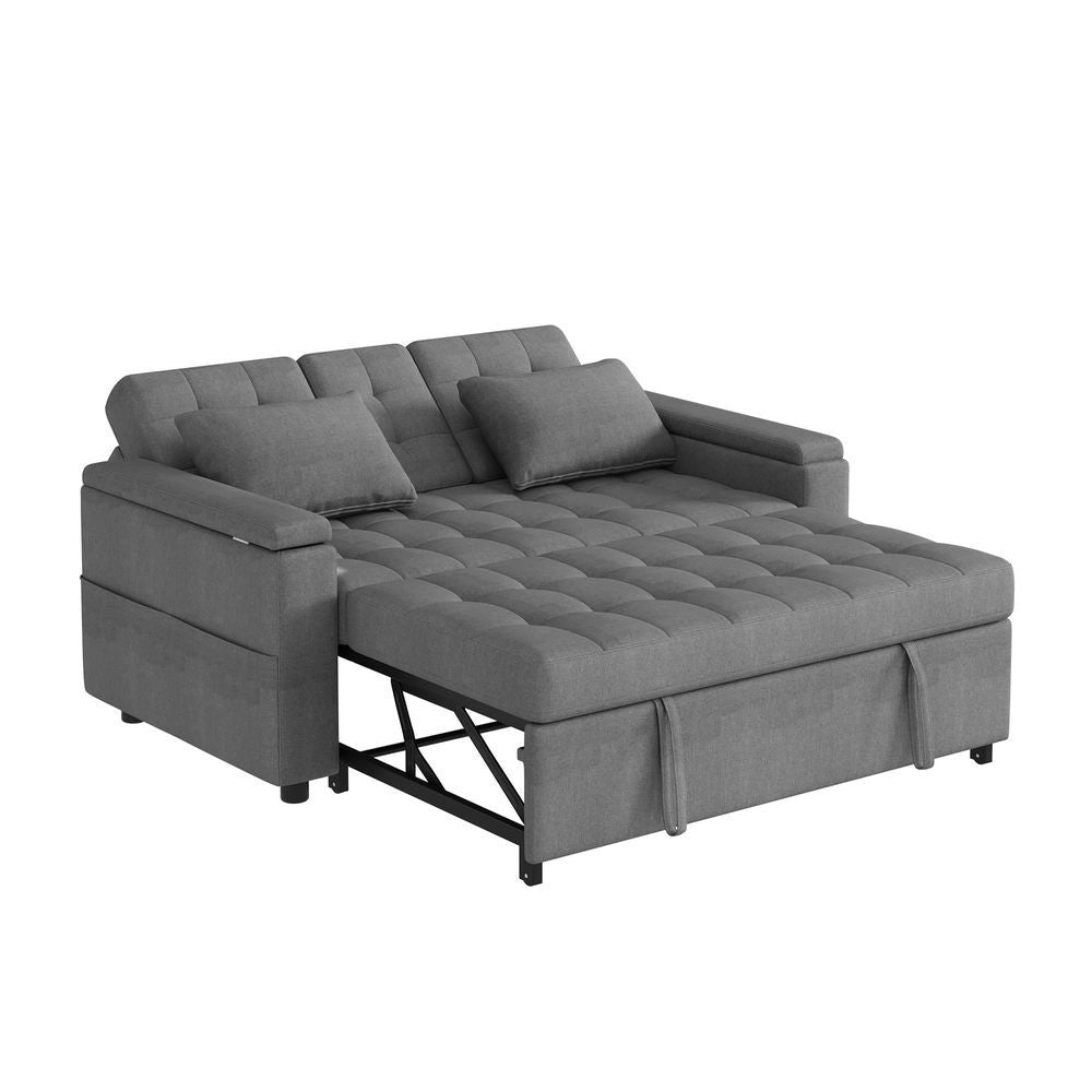 Divano letto 2 posti - Xylo - Schienale regolabile, con ripostiglio, grigio