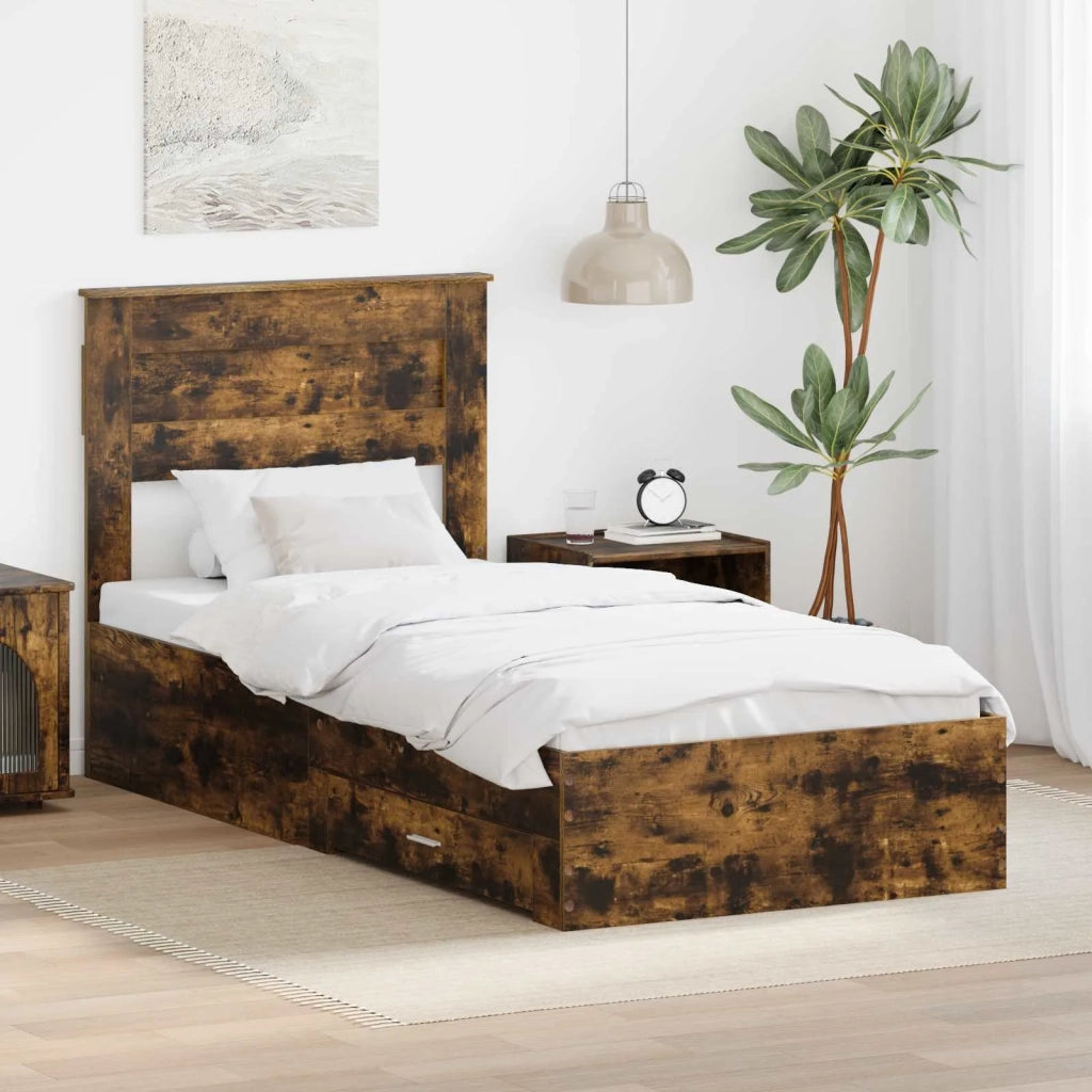 Struttura del letto Rovere fumé 100 x 200 cm Legno multistrato 3410023