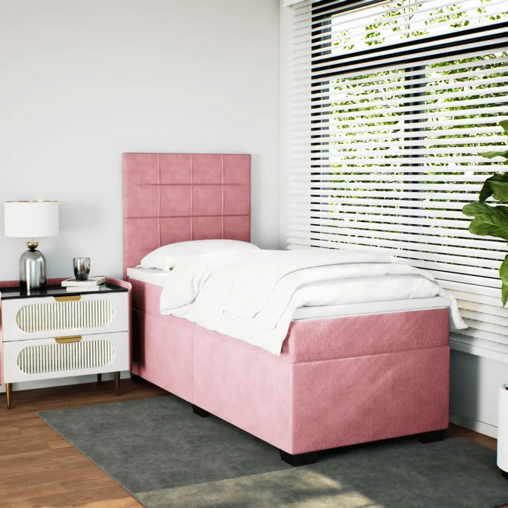 Giroletto a Molle con Materasso Rosa 100x200 cm in Velluto 3290839