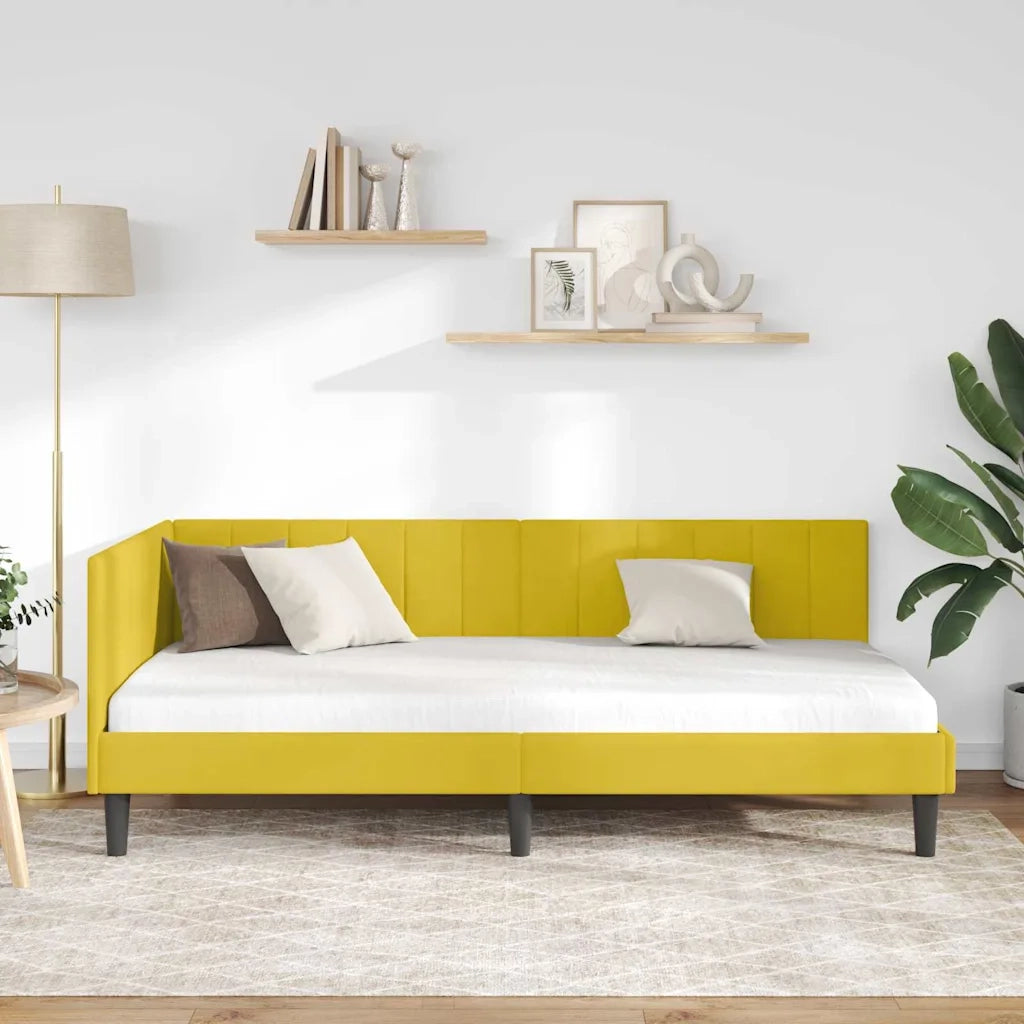Cornice del letto ad angolo Giallo 90 cm x 200 cm Velluto 42016354