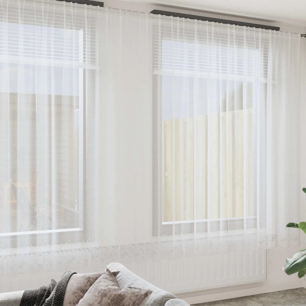 Tenda in Pizzo con tende Bianco 300 x 500 cm Poliestere 4107929