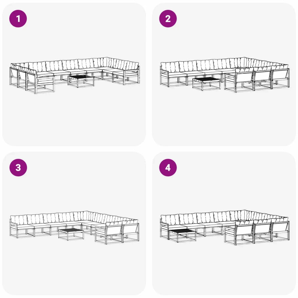 Set di divani da esterno con cuscino 11 pcs Bianco e Nero 3389134