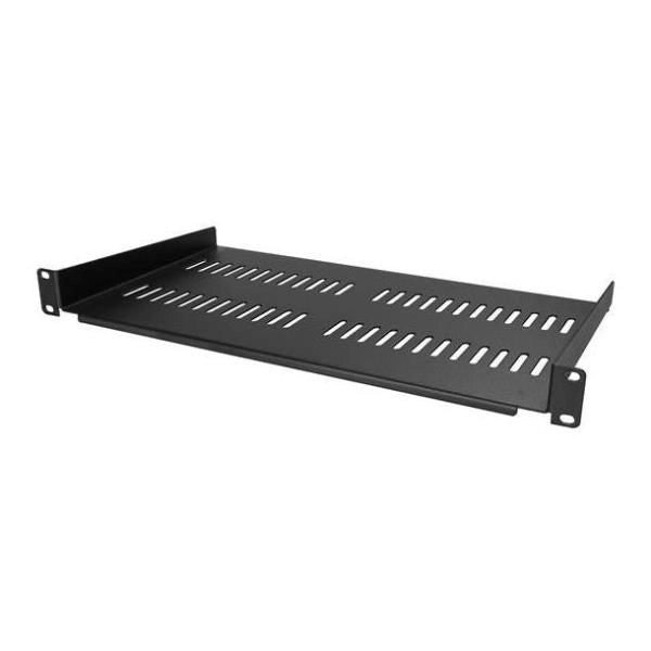 Startech.com ripiano rack 19" 2u - mensola universale ventilata per rack e armadi di rete da 19 pollici - scaffale in acciaio resistente - capacità di peso 20kg - profondità 25 cm - nero - CABSHELFV1U