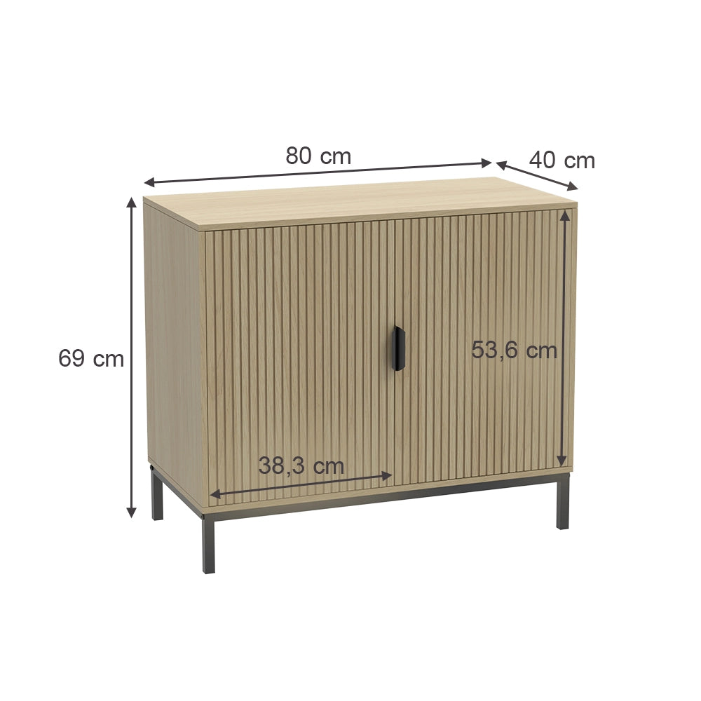 Vicco Cassettiera Rovere 80 x 45 cm con 2 porte