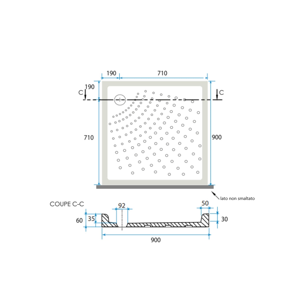 Piatto doccia 90x90 quadrato antiscivolo