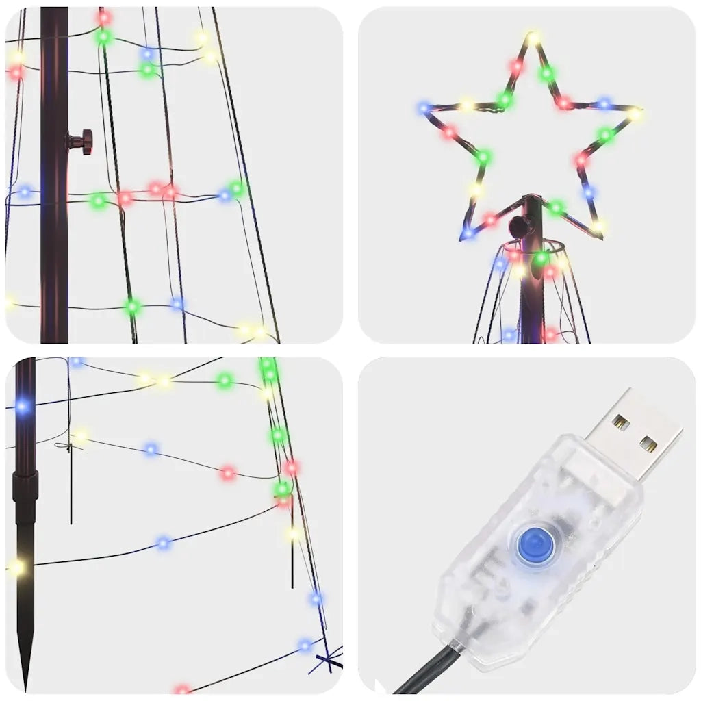 Albero di Natale LED con picchetti per il terreno 250 cm Ferro 42018751
