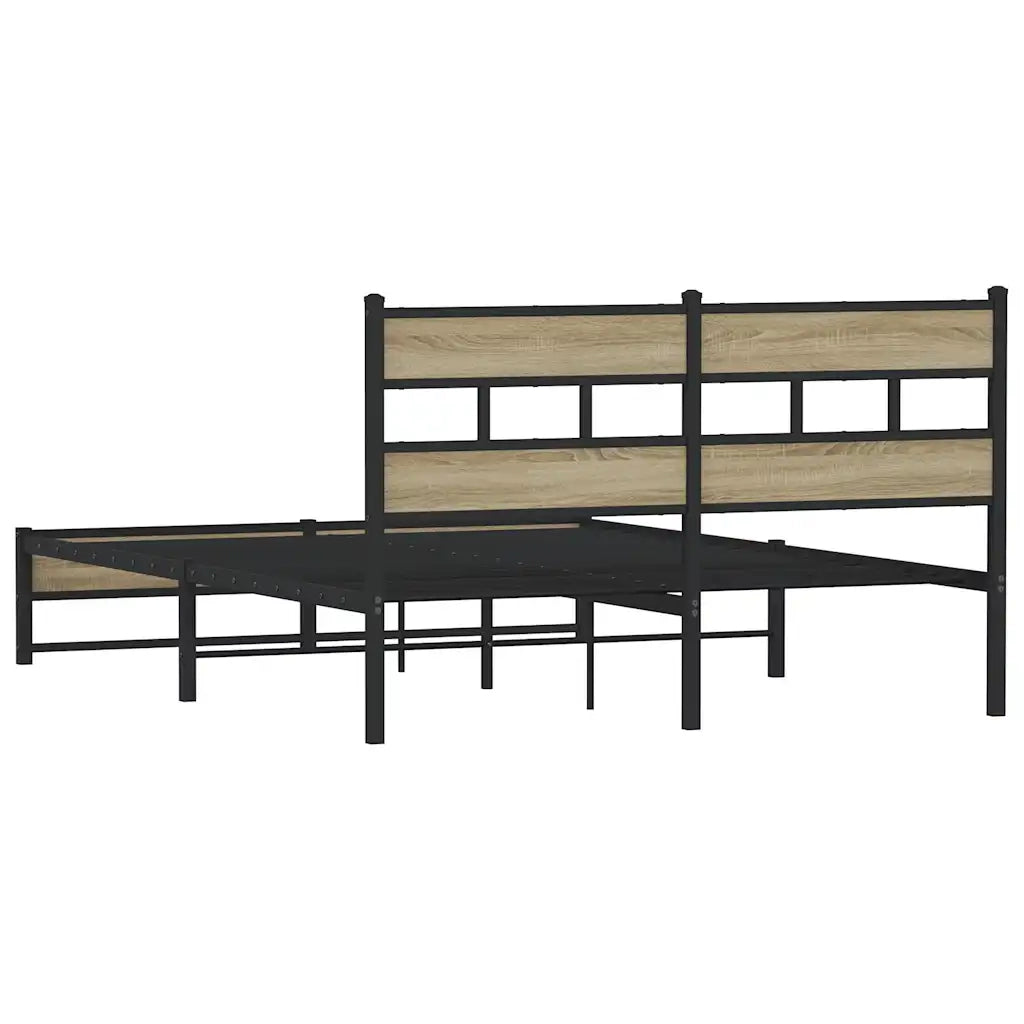Letto matrimoniale | Letto per adulti | Giroletto senza Materaso in Metallo Rovere Sonoma 160x200 cm