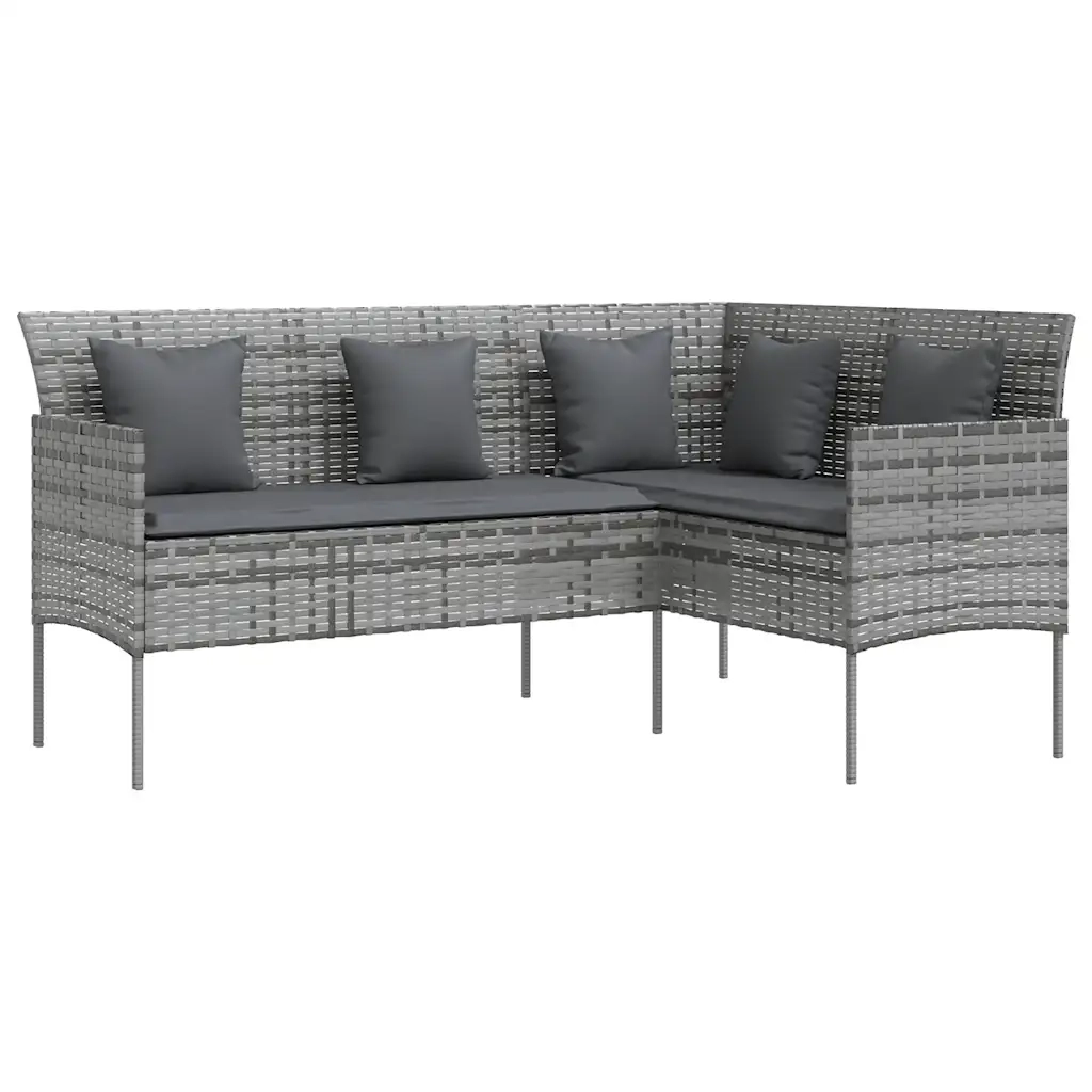 Set Divano a L con Cuscini 5 pz Grigio in Polyrattan 318579