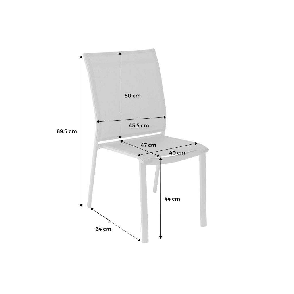 Set 4 sedie da giardino impilabili in alluminio e textilene, antracite