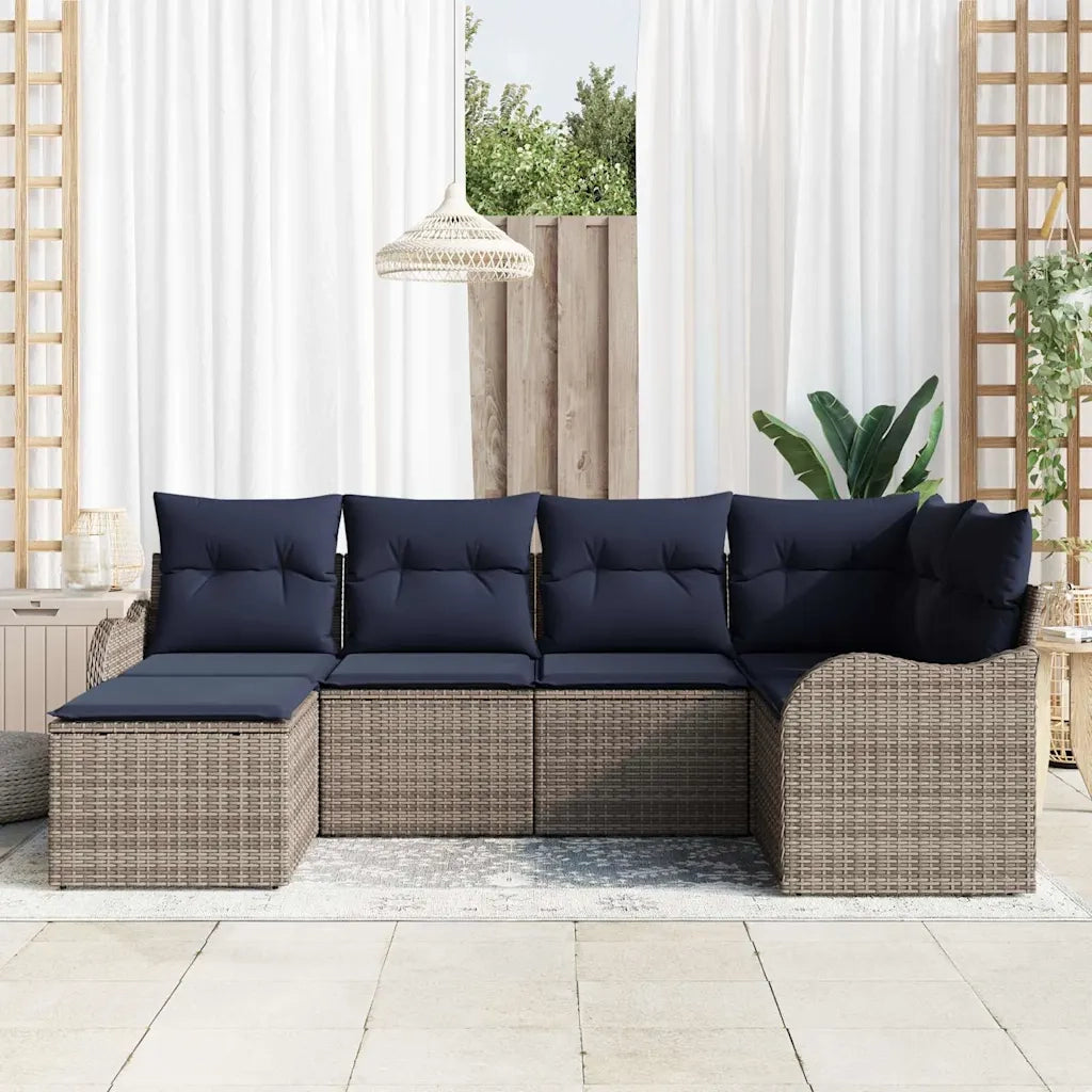 Set Divano da Giardino Grigio polyrattan 3345775