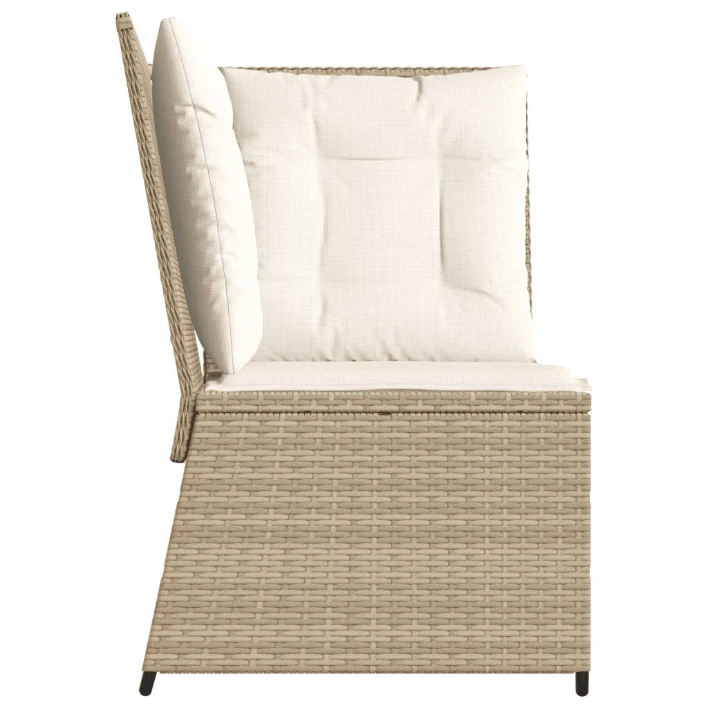 Divano Angolare da Giardino con Cuscini Beige in Polyrattan 368986