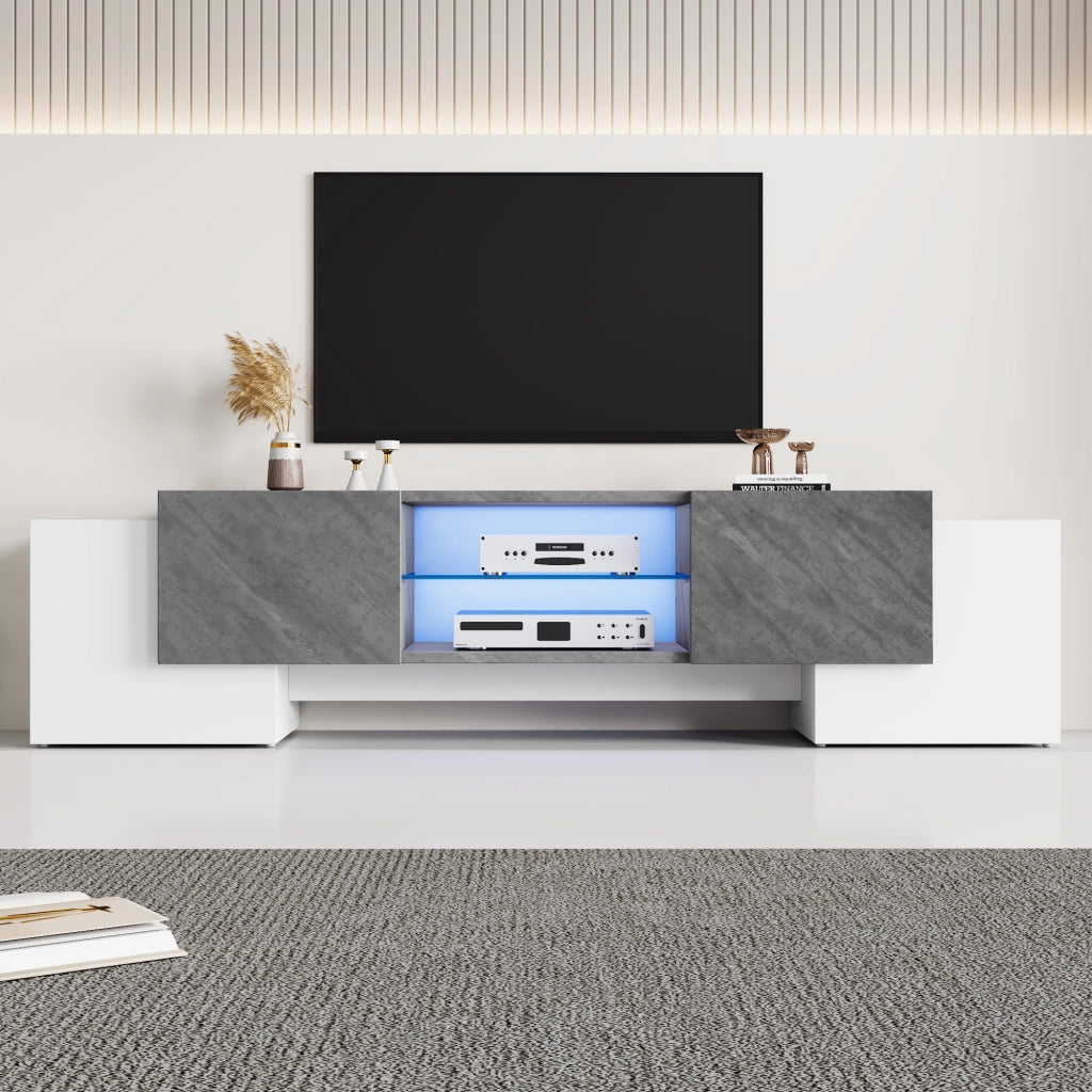 Cassettiera TV bianca e grigia in MDF lunghezza 180 cm