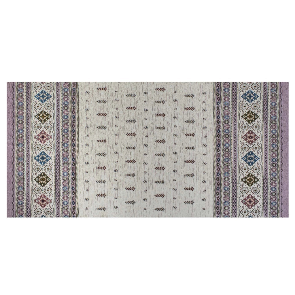 Tappeto Arredo Moderno Morbido in Ciniglia Ingresso Antiscivolo Prodotto Italiano  Soggiorno Camera Salotto Disegni Piazzati Cotone Varie Misure Grande Loom/Prugna - 140x200 cm