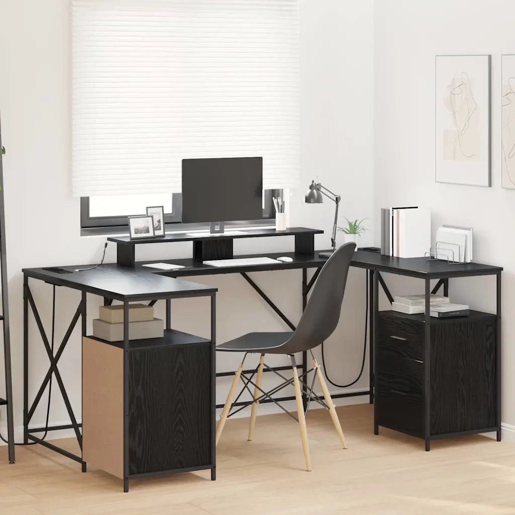 Scrivania Rovere Nero 182 x 101 x 87,5 cm Legno multistrato