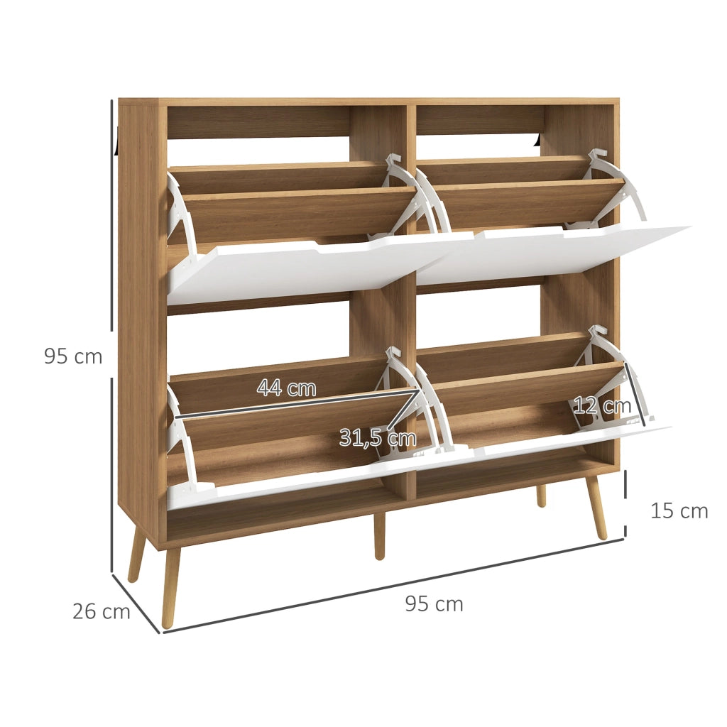 Scarpiera 4 ante con ripiano regolabile ¨C Minimal ¨C 95x26x95 cm in legno di pino naturale