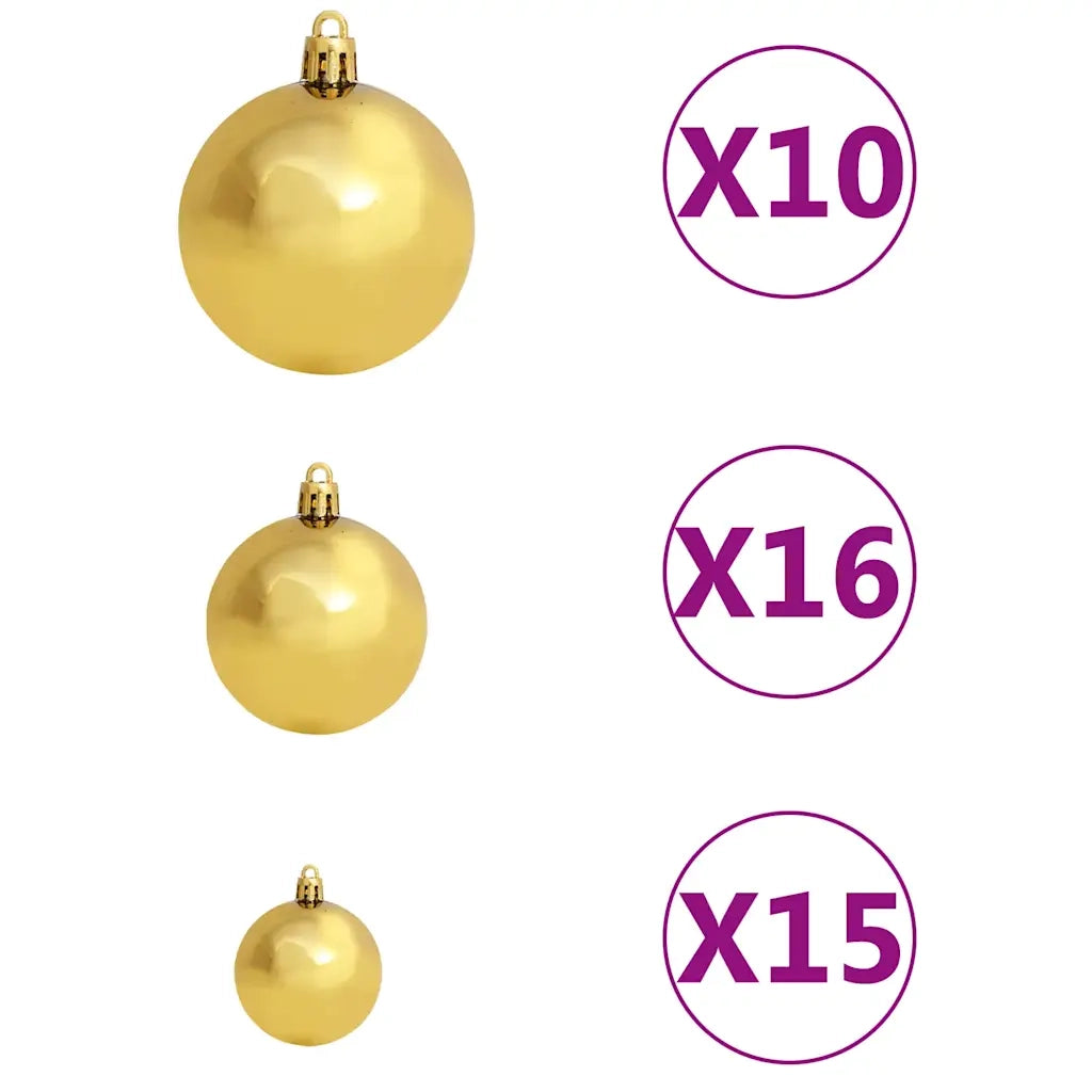 Albero Natale Artificiale Nordmann con LED Palline Verde 120 cm 3077561