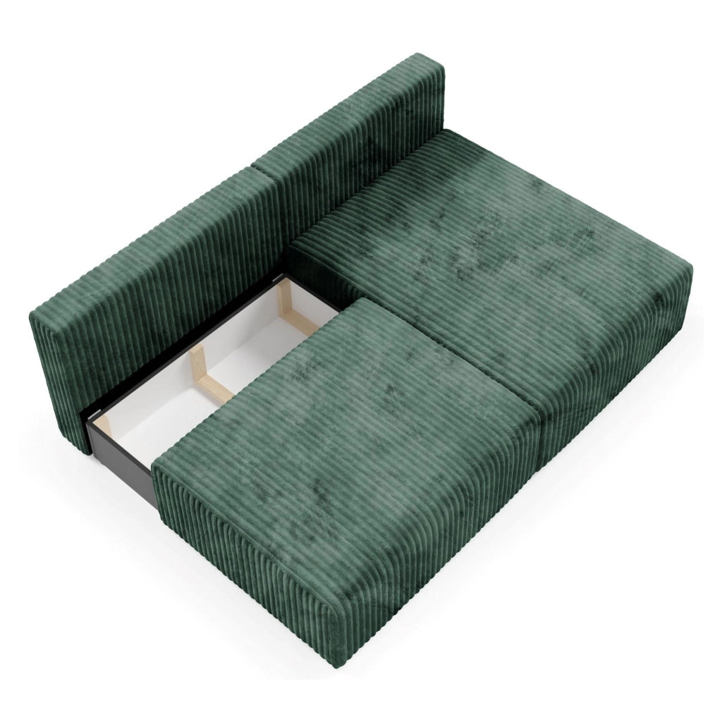 Pergola, Divano Letto con Penisola Contenitore, 210x149 cm Verde