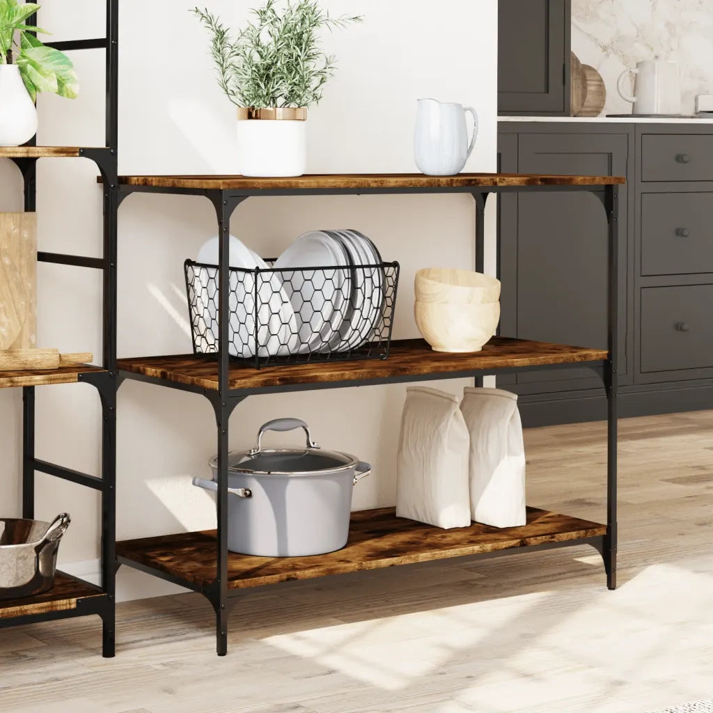 Carrello da Cucina Rovere Fumo 102x50x95 cm Legno Multistrato CFW1172641