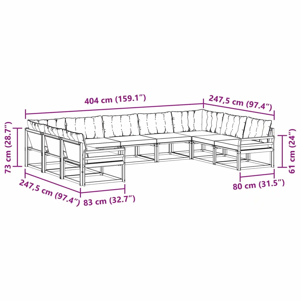 Set di divani da esterno 9 pcs Bianco e Grigio Chiaro 3389069
