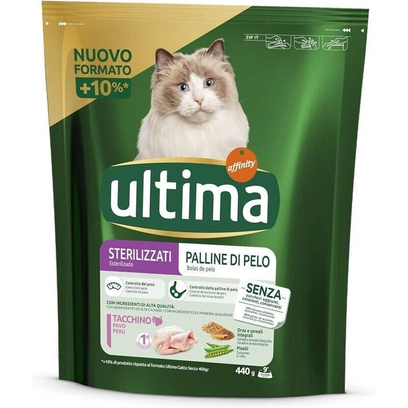 ULTIMA CROCCHETTE HAIRBALL GUSTO TACCHINO PER GATTI STERILIZZATI 440 GR PREVIENE PALLINE DI PELO