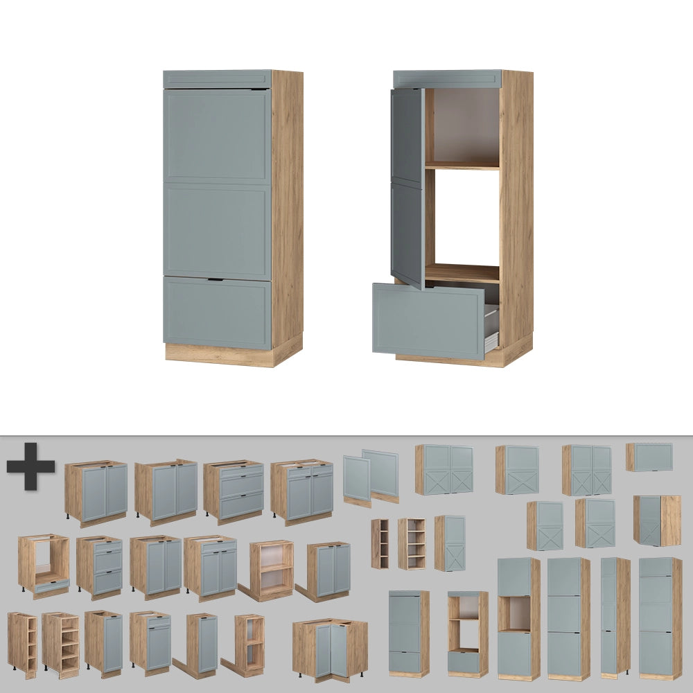 Mobile cucina microonde Fame-Line Blu-grigio chiaro/Rovere dorato 60 cm Vicco